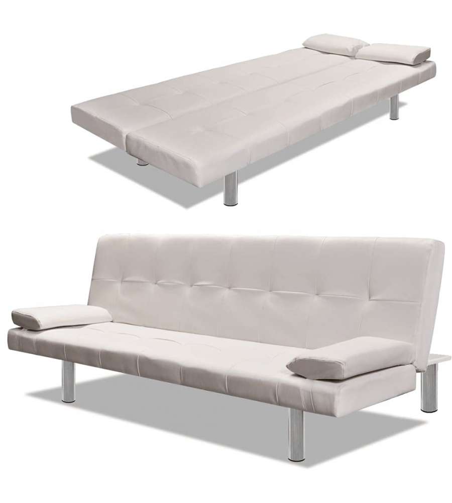 vidaXL Divano Letto Regolabile Similpelle Bianco Crema con 2 Cuscini