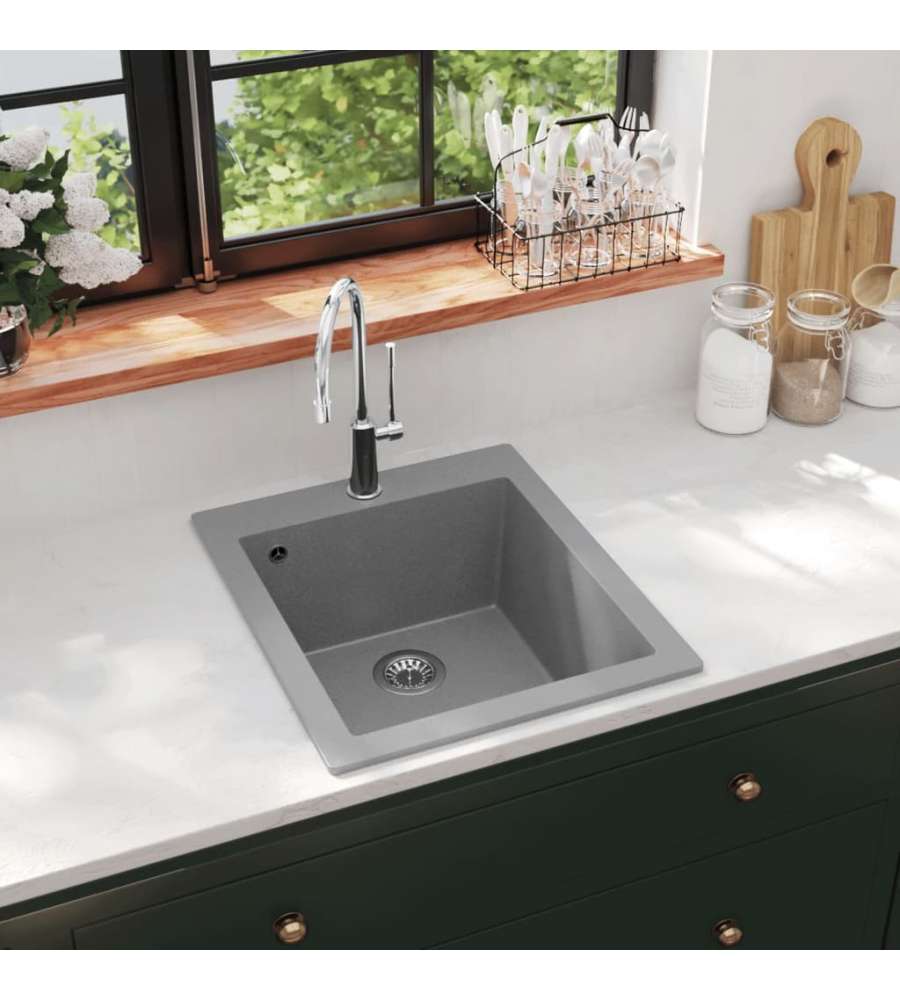 Lavandino da Cucina Granito solo Lavello ad Incasso Grigio