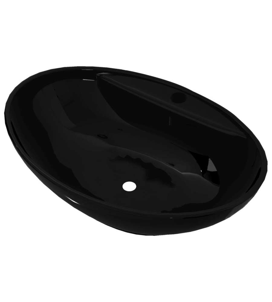 Lavandino per bagno in Ceramica nera ovale con Foro di trabocco