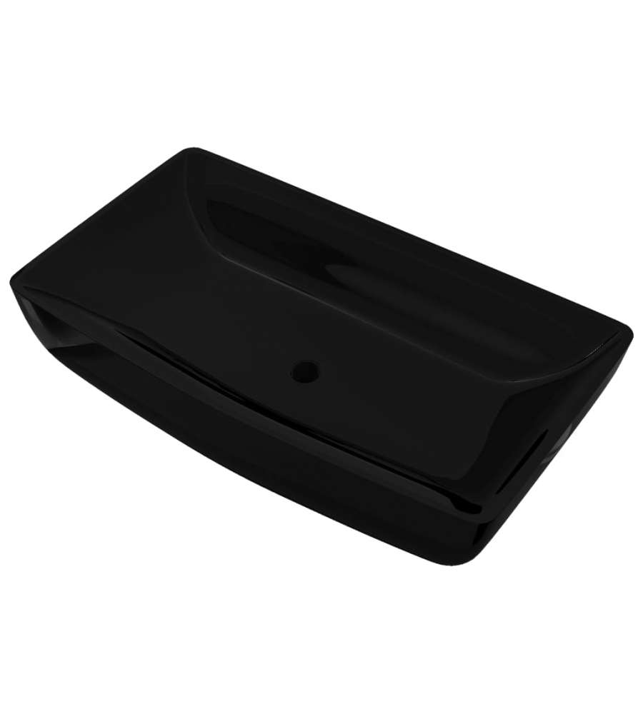 Lavandino da bagno in ceramica nera rettangolare
