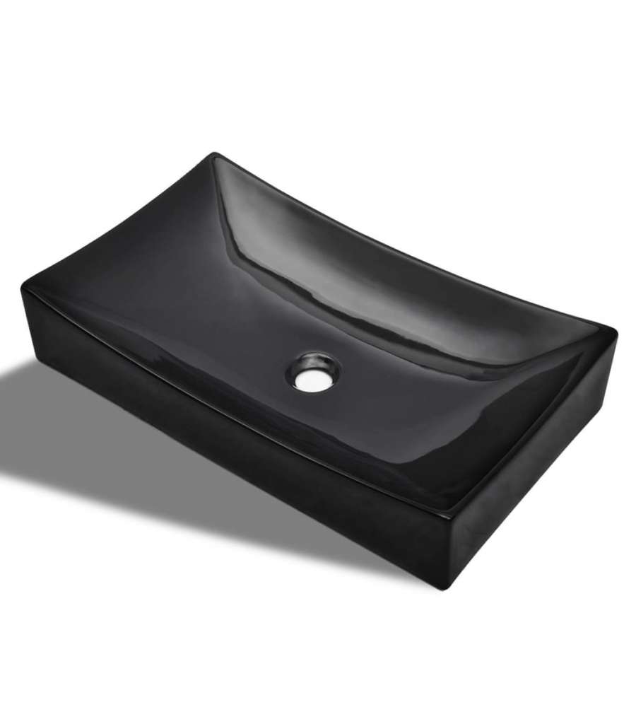 Lavandino da bagno in ceramica nera rettangolare
