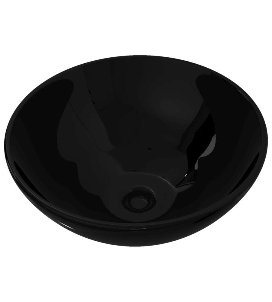 Lavandino da bagno in ceramica nera rotondo