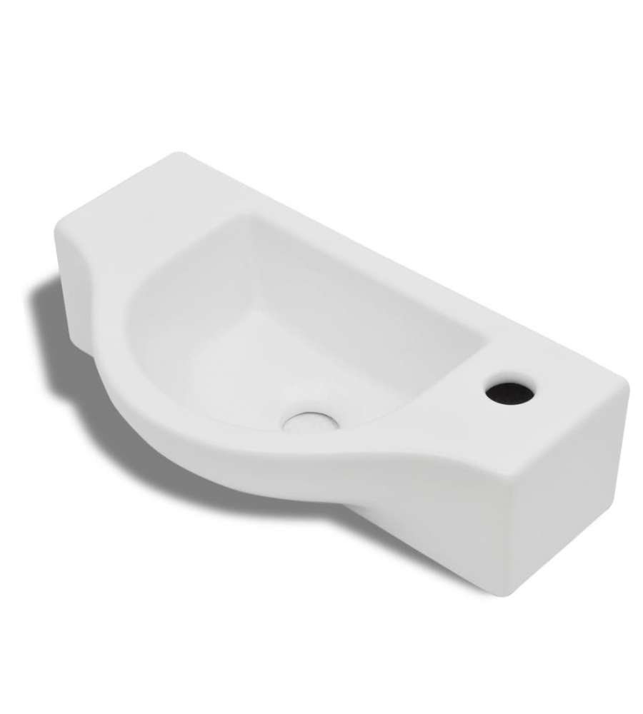 Lavandino Bagno in Ceramica con Foro per Rubinetto Bianco