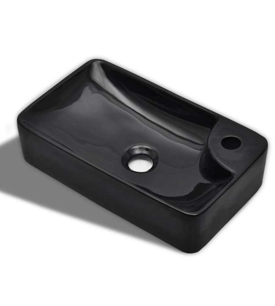Lavandino Bagno in Ceramica Nera con Foro per Rubinetto