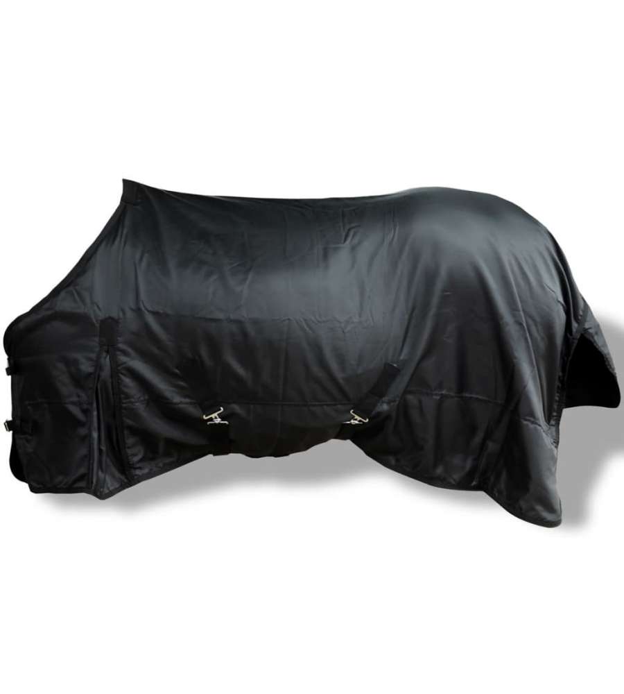 Coperta cavallo in pile a doppio strato con sovraccinghie 105 cm nera