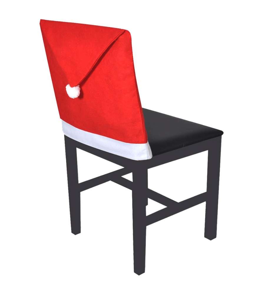 Copri Schienale da Sedia Set 6 pz Cappello Babbo Natale