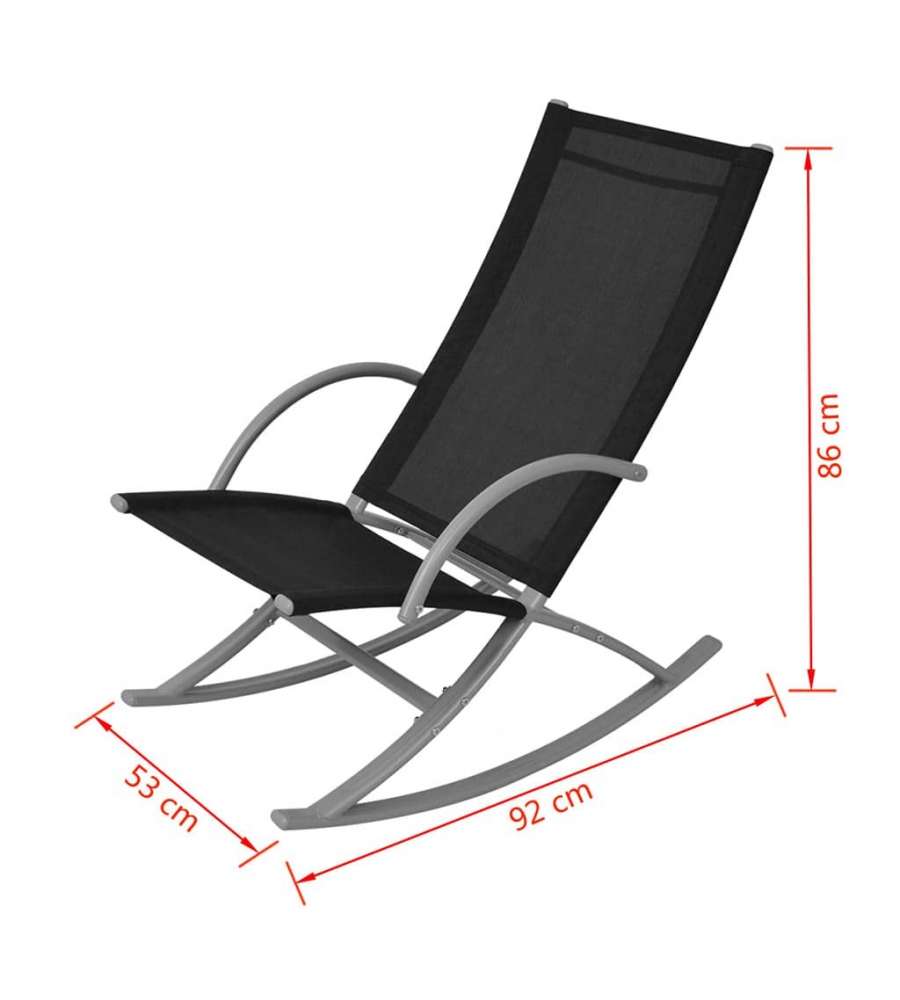 vidaXL Sedie a Dondolo da Giardino - Nero - Set 2 pz