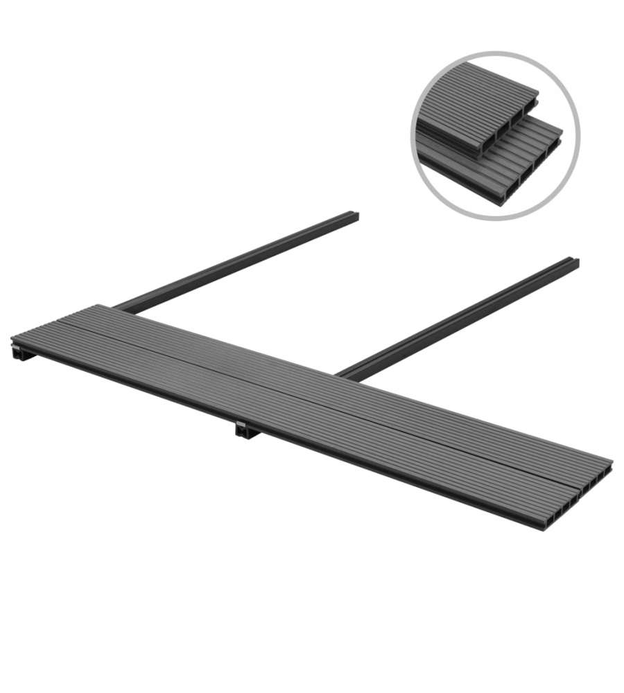 Pavimento per esterni in WPC con accessori 40 mq 2,2 m grigio