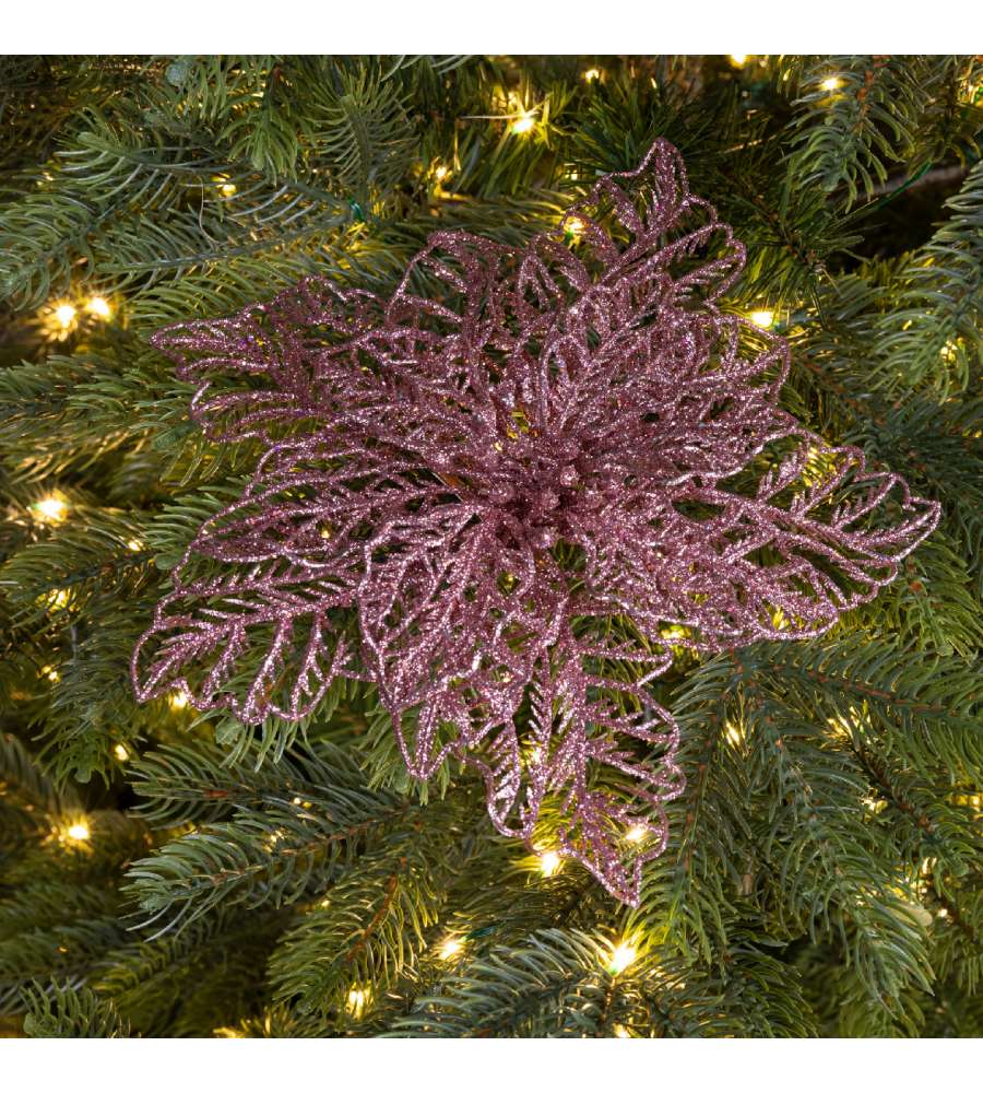 Clip stella di natale 23x8 cm rosa