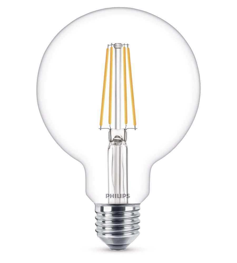 Philips Lampadina LED Globo E27 60W luce bianca calda