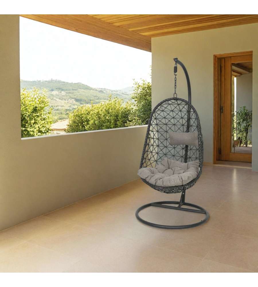 Poltrona Dondolo Sospesa - Nero e Grigio - 95 x 195 cm