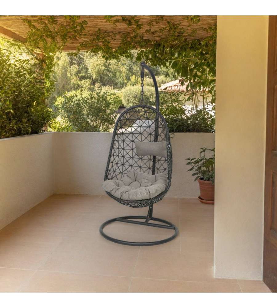 Poltrona Dondolo Sospesa - Nero e Grigio - 95 x 195 cm