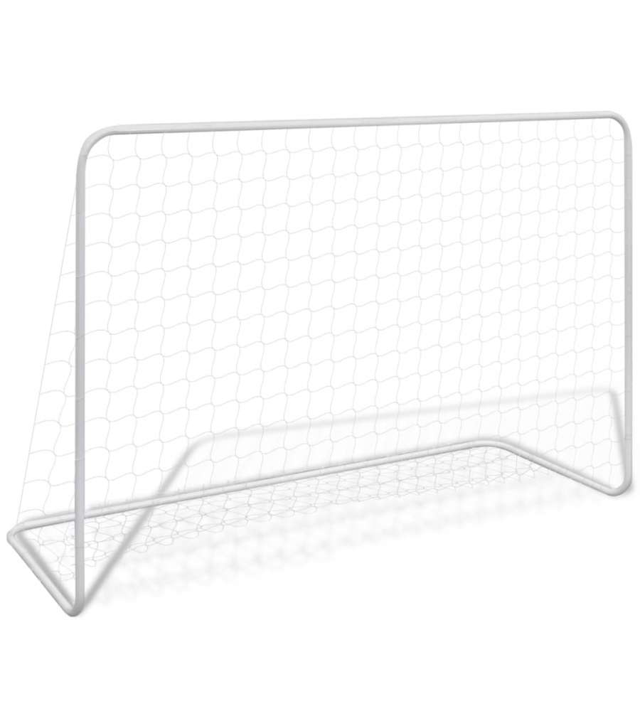 Porte da Calcio 2 pz con Reti 182x61x122 cm in Acciaio Bianche