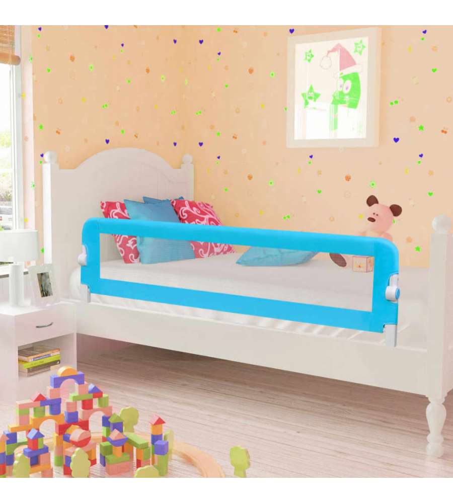 Sponde Letto per la Sicurezza dei Bambini 2 pz Blu 150x42 cm