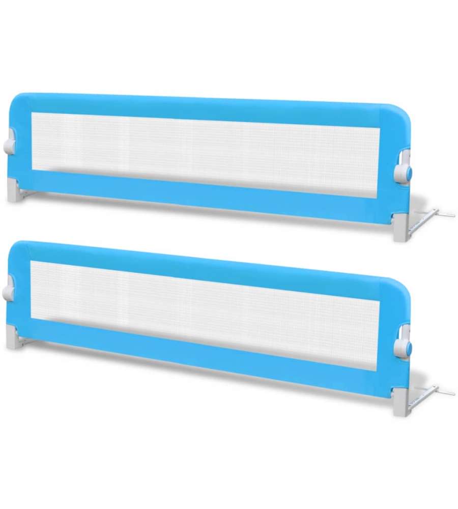 Sponde Letto per la Sicurezza dei Bambini 2 pz Blu 150x42 cm