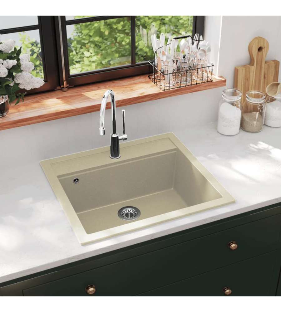 Lavello da Cucina in Granito Vasca Singola Beige