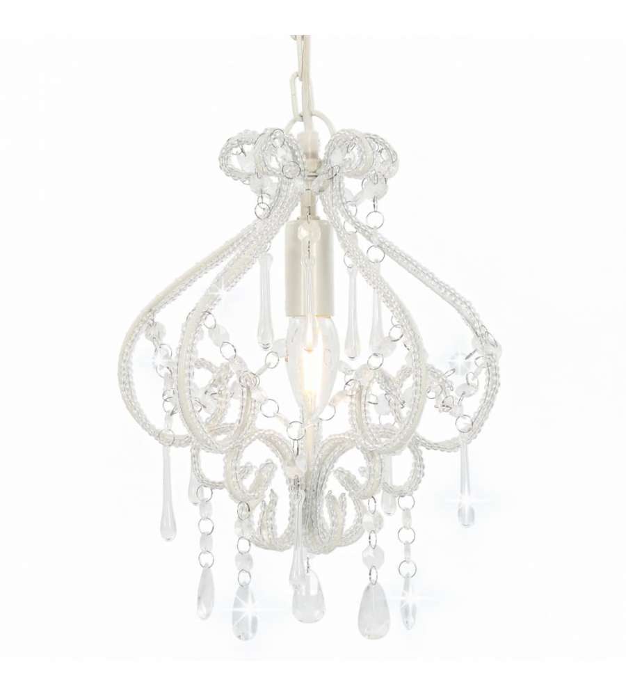 Lampadario con Perle Bianco Rotondo E14