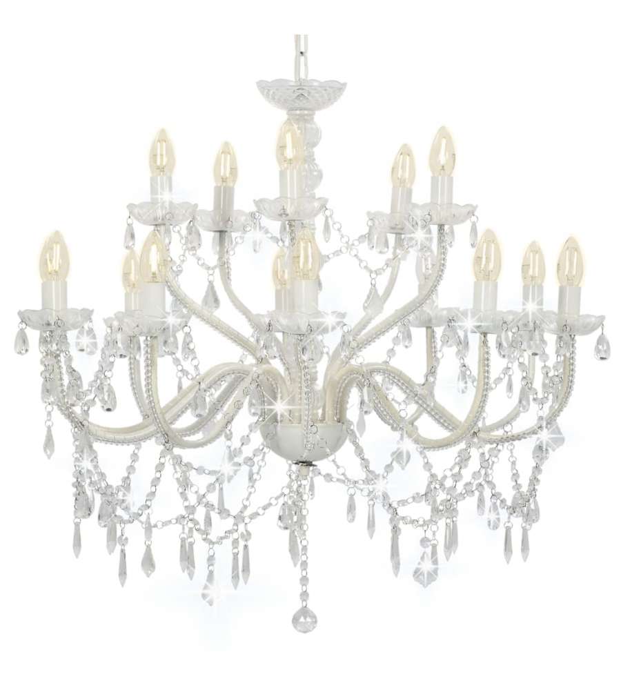 Candelabro a 2 Livelli Bianco 15 Lampadine E14