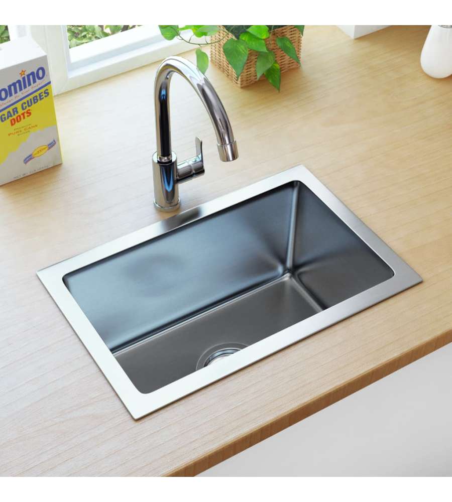 Lavello da Cucina Lavorato a Mano con Filtro in Acciaio Inox