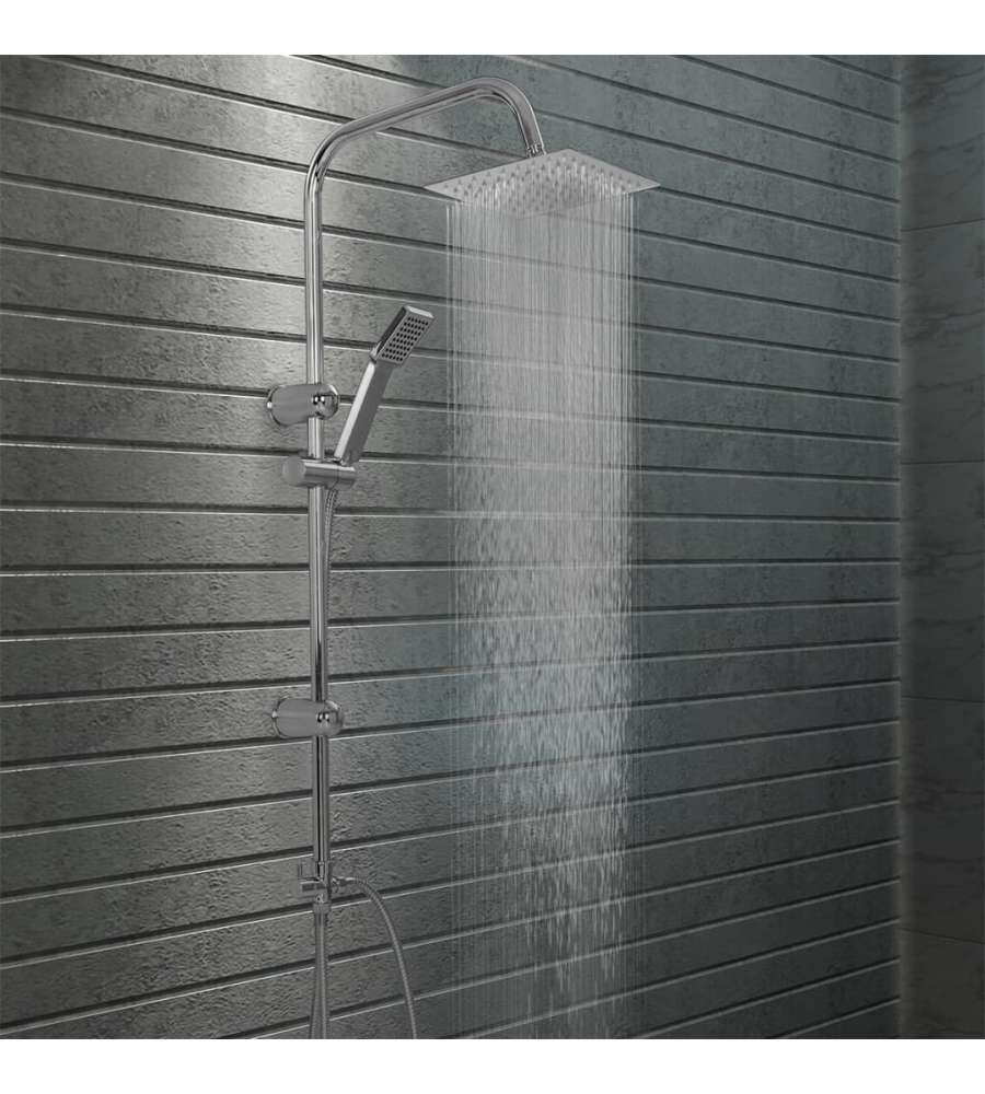 Set per Doccia a Doppio Soffione con Doccetta Acciaio Inox
