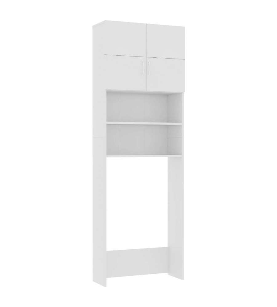 vidaXL Mobile per Lavatrice Bianco Lucido 64x25,5x190 cm - Armadietto per Bagno - Spazio Aggiuntivo - Design Elegante - Facile da Montare