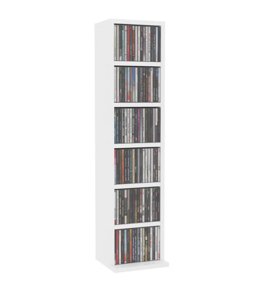 Mobile Porta CD Bianco 21x20x88 cm in Legno Multistrato
