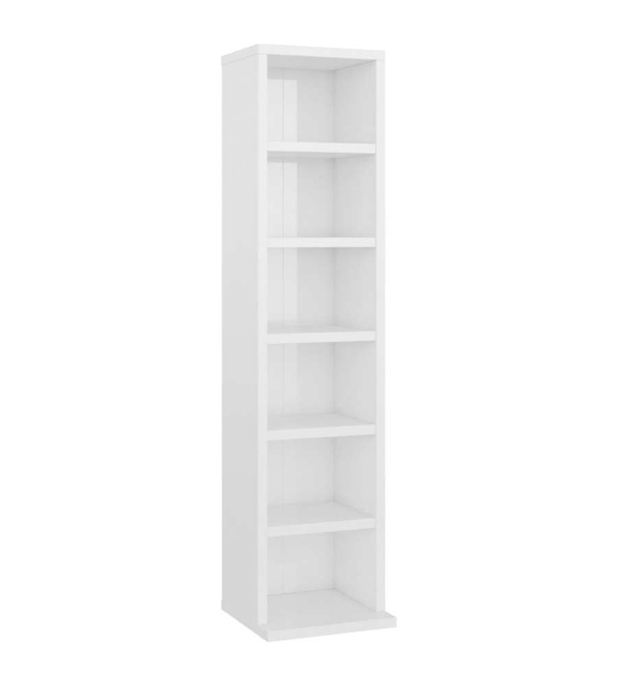 vidaXL Mobile Porta CD Bianco Lucido 21x20x88 cm in Legno Multistrato - Scaffale Elegante e Pratico per CD - 6 Scomparti Aperti - Arredamento Casa