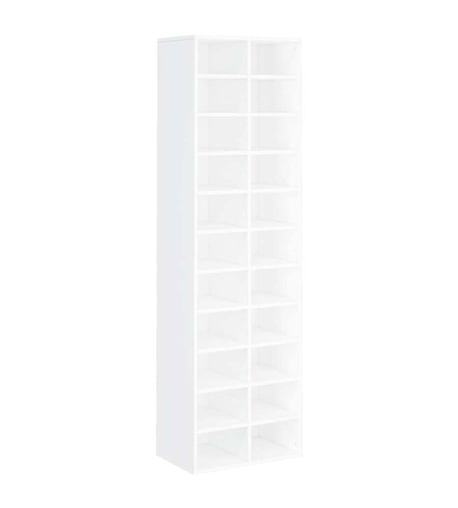 vidaXL Scarpiera Bianca in Legno Multistrato - 54x34x183 cm - 22 Scomparti