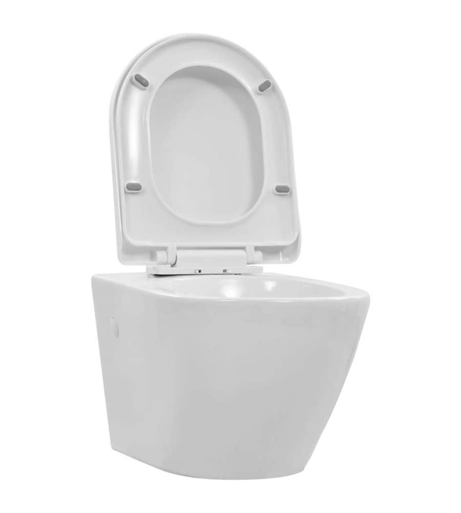 WC Sospeso con Design Senza Bordi in Ceramica Bianca