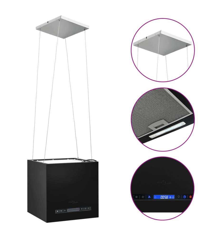 Cappa da Cucina ad Isola Sospesa LCD Sensore 37 cm in Acciaio
