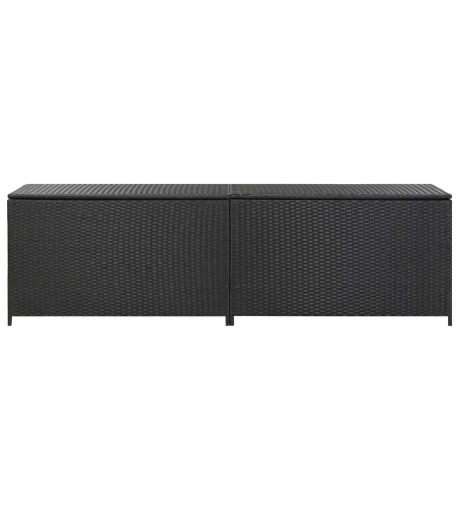 Baule da Giardino in Polyrattan 200x50x60 cm Nero