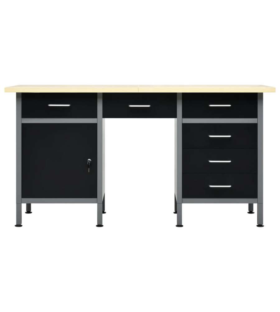  Banco da Lavoro Nero 160x60x85 cm in Acciaio
