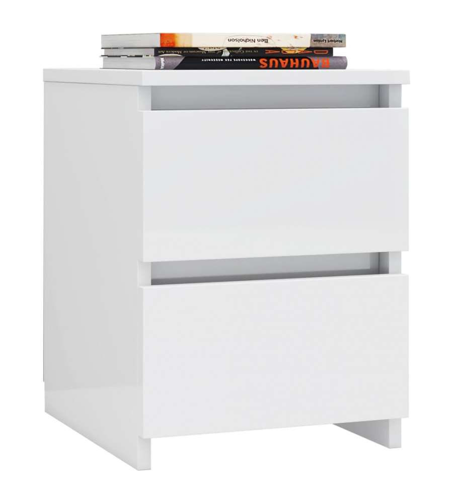 vidaXL - Comodini Bianchi Lucidi 2 pz 30x30x40 cm in Truciolato