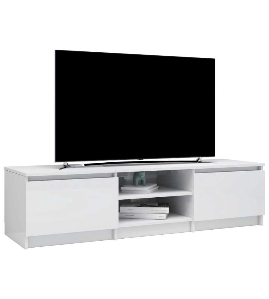 Mobile TV Bianco Lucido 140x40x35,5 cm in Truciolato