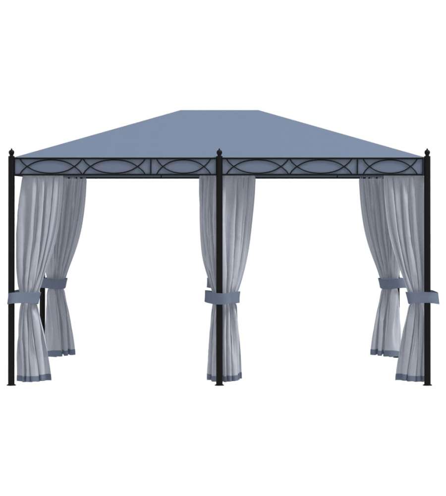 Gazebo con Schermi a Rete 3x4 cm Antracite in Acciaio