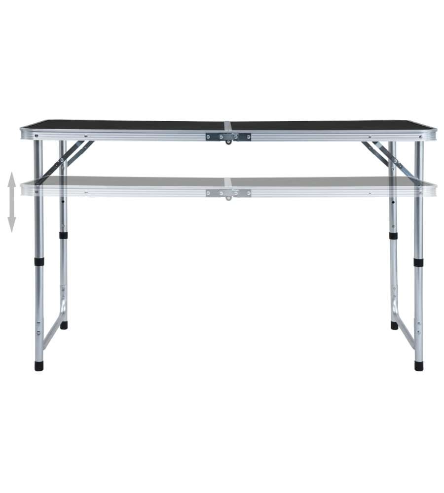 Tavolo da Campeggio Pieghevole in Alluminio Grigio 120x60 cm