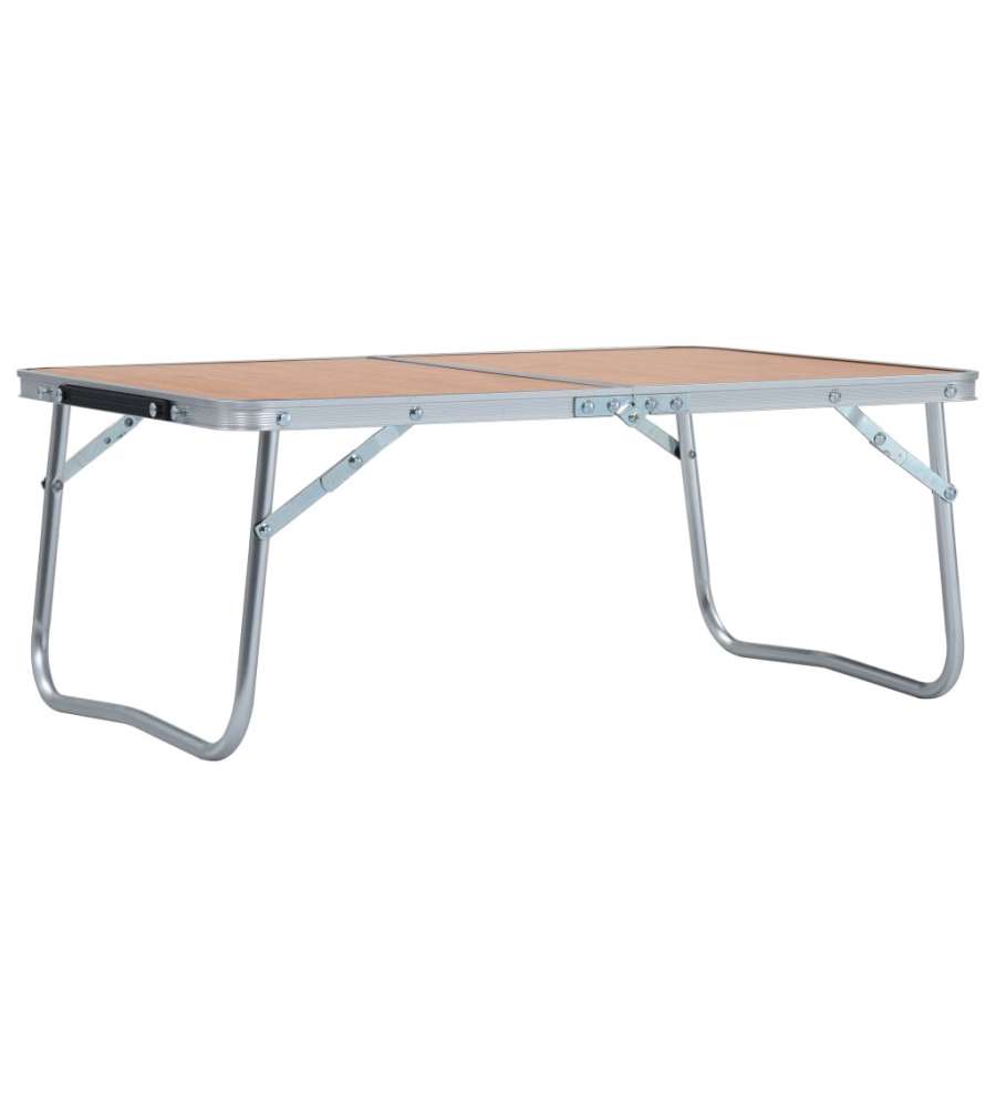 Tavolo Pieghevole da Campeggio Marrone in Alluminio 60x40cm