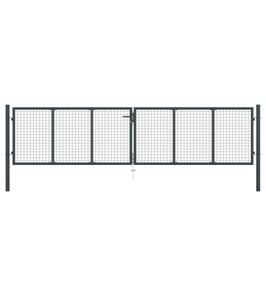 Cancello per Giardino in Acciaio Zincato 400x125cm Grigio