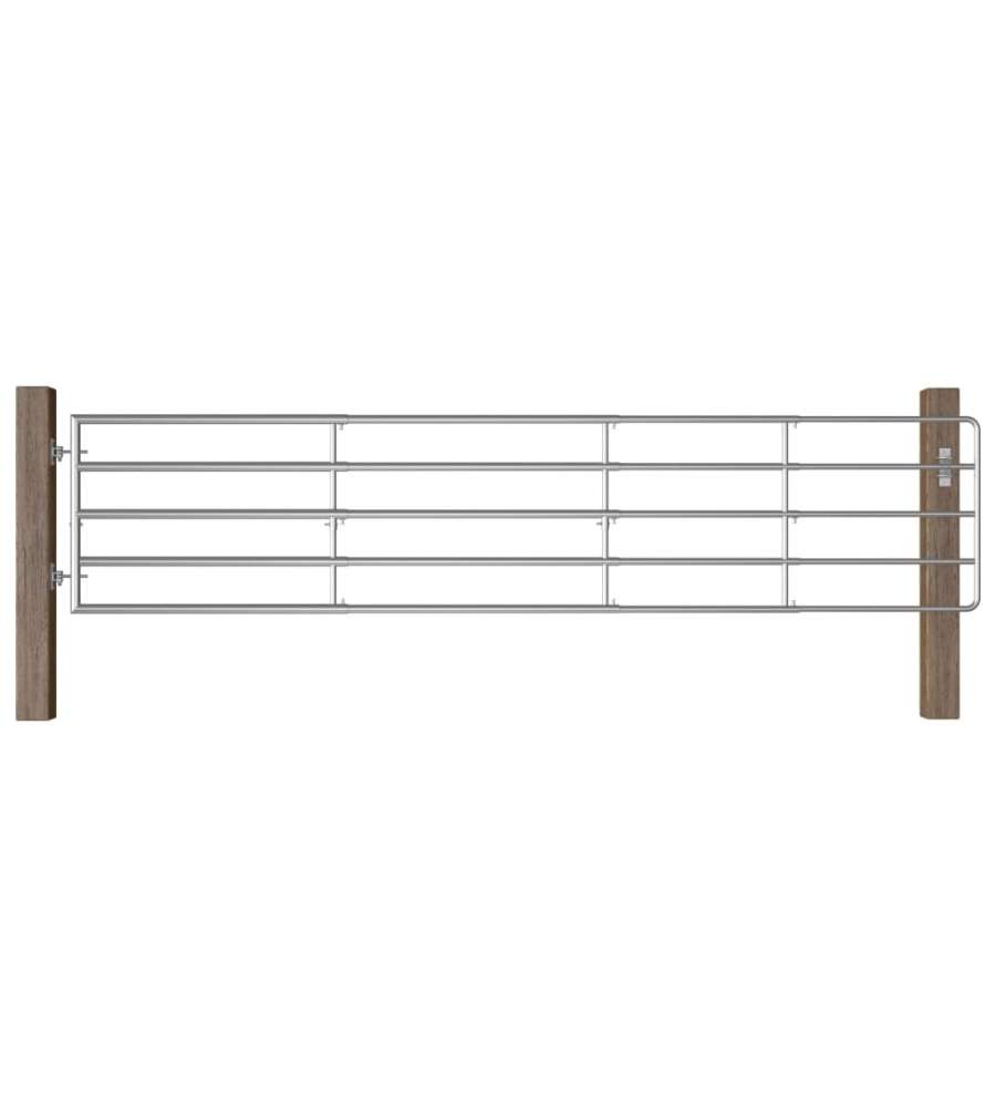 Cancello da Giardino in Acciaio 5 Sbarre (150-400)x90cm Argento