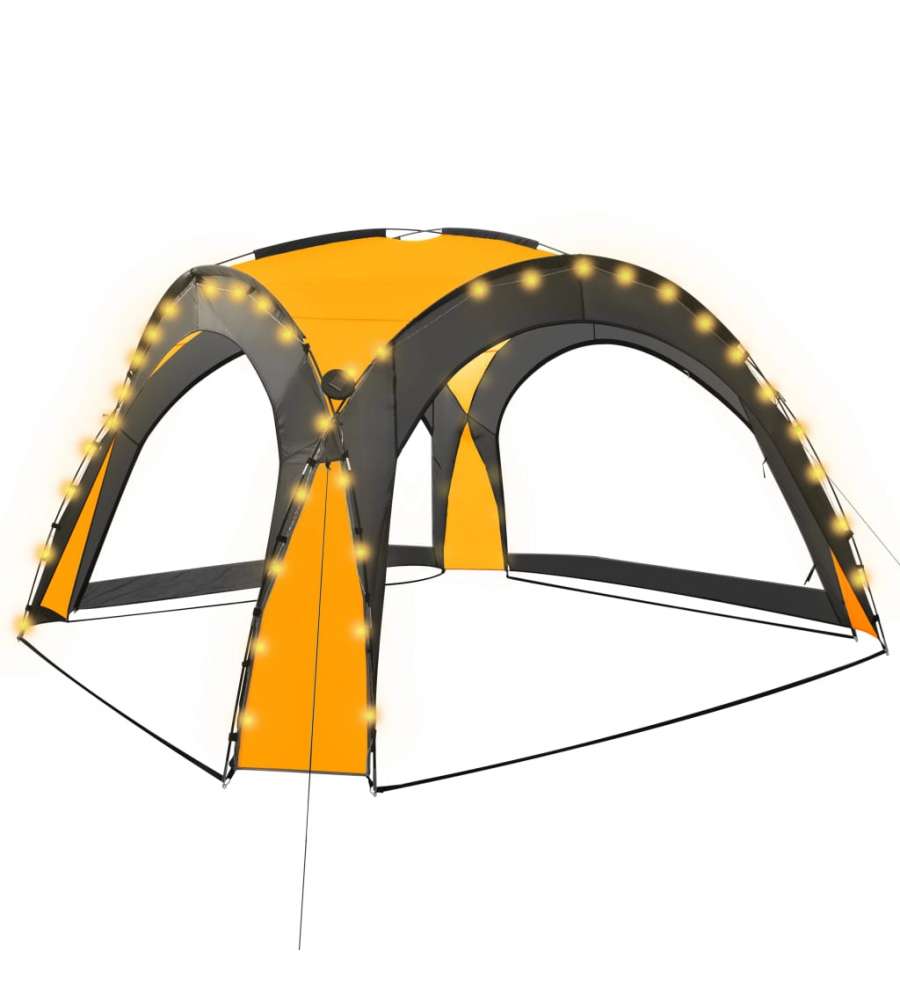 Tenda per Feste con LED e 4 Pareti 3,6x3,6x2,3 m Gialla