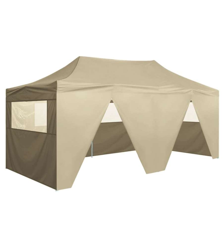 Gazebo Professionale Pieghevole con 4 Pareti 3x6m Acciaio Crema
