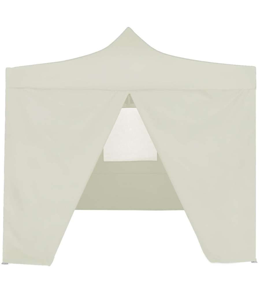Gazebo Professionale Pieghevole con 4 Pareti 2x2m Acciaio Crema