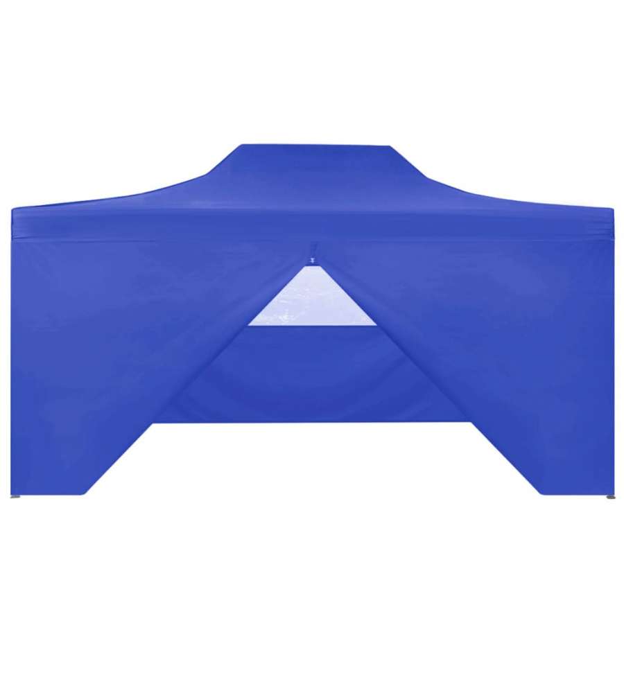 Gazebo Professionale Pieghevole con 4 Pareti 3x4m Acciaio Blu