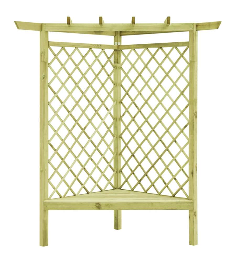 Pergolato ad Angolo e Sedile 130x130x197 cm in Pino Impregnato