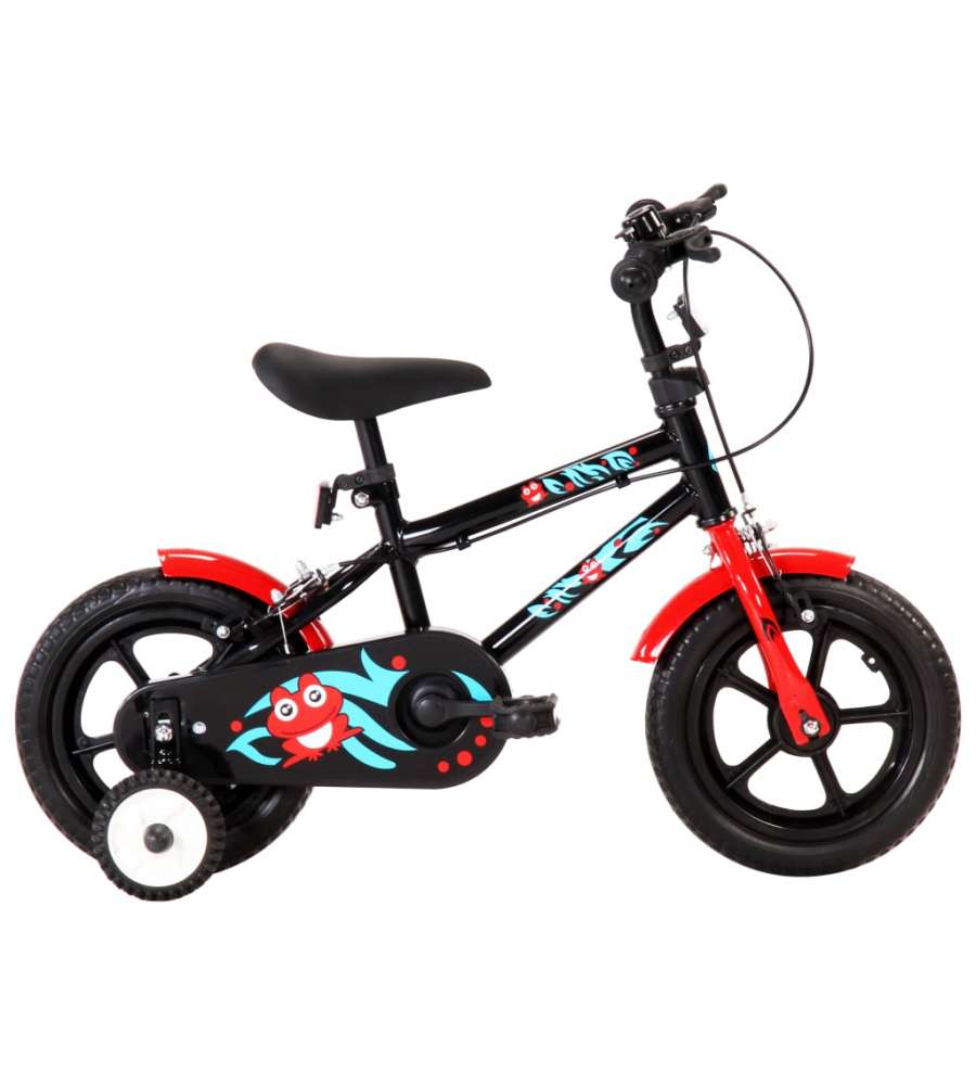 Bici per Bambini 12 Pollici Nera e Rossa
