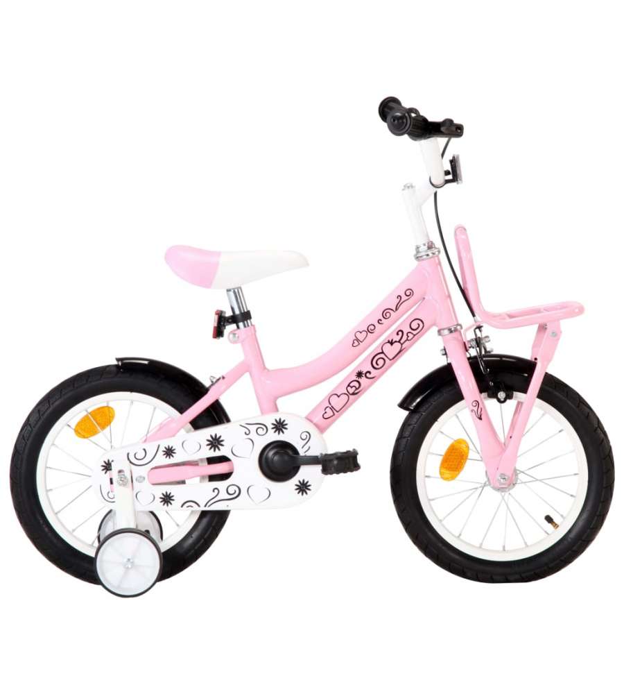 Bici per Bambini con Trasportino Frontale 14'' Bianca e Rosa