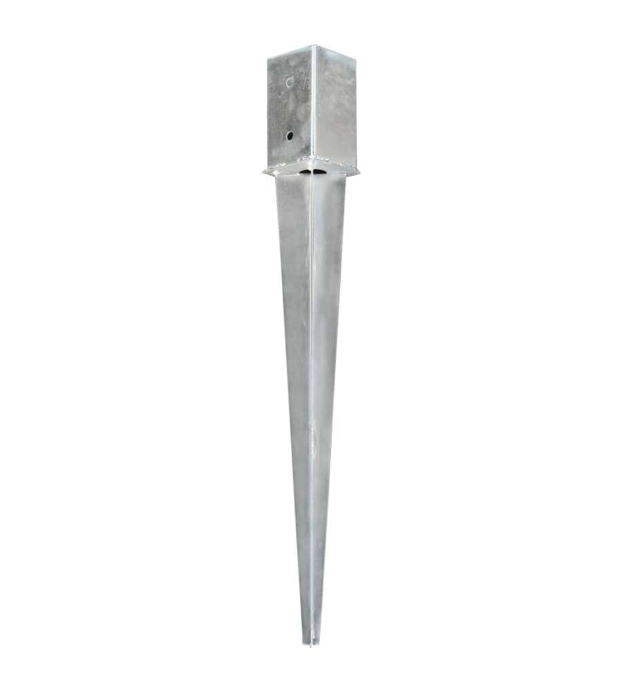 Picchetti di Terra 6 pz Argento 8x8x76 cm in Acciaio Zincato