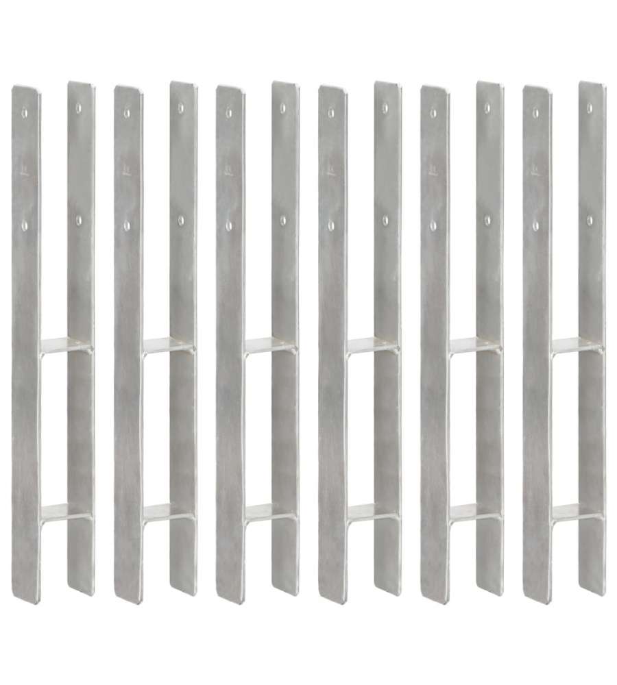 Picchetti per Recinzione 6 pz Argento 7x6x60 cm Acciaio Zincato
