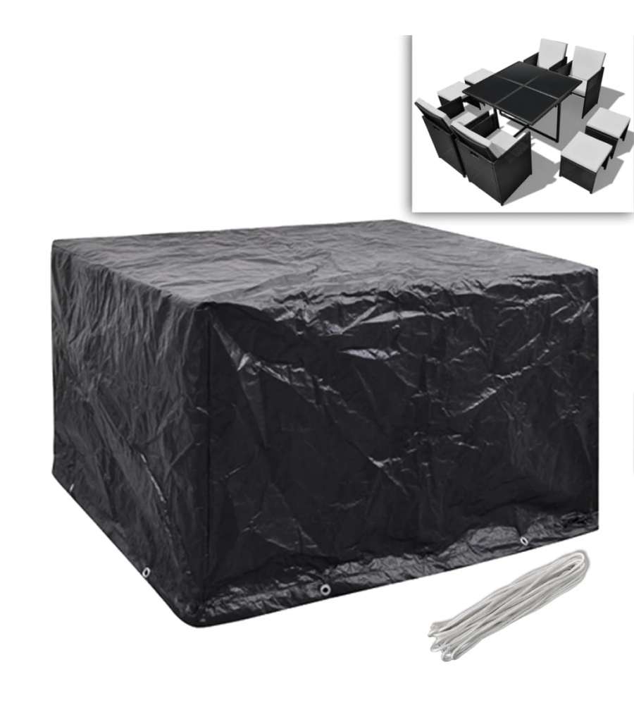  Coperture Arredi Giardino 2pz Polyrattan 8 Occhielli 113x113cm