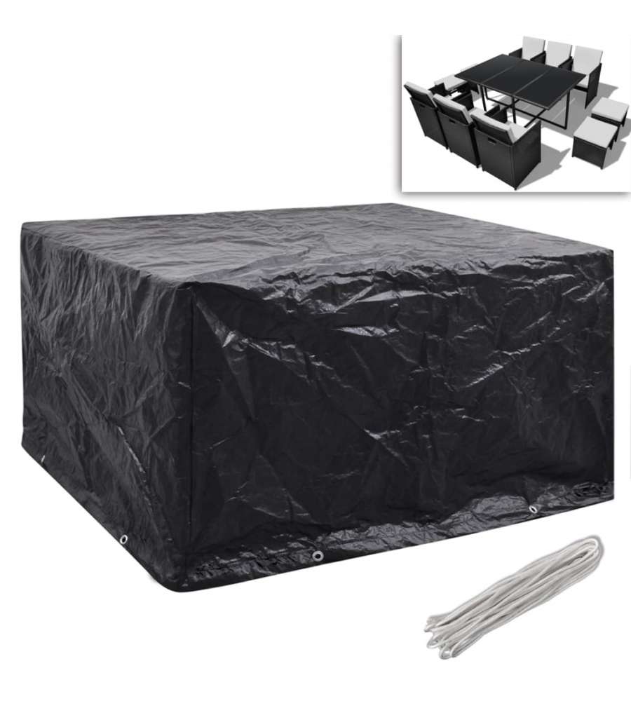  Coperture Arredi Giardino 2pz Polyrattan 8 Occhielli 172x113cm